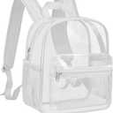 MAY TREE Clear Backpack for Stadium Events, 12x11x5 Inches Small Clear Backpack for Concert Festival Sports Outdoor - White