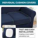 Turquoize 3 Piece Sofa Covers for 2 Cushion Couch Sofa Slipcover Soft Couch Cover for Dogs-Washable Sofa Furniture Covers with 2 Individual Cushion Covers, (2 Cushion Sofa, Navy)