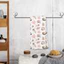 Giosve Pink Preppy Beach Kitchen Towels, Coastal Pink Starfish Seashell Beachy Hand Towels for Bathroom, Preppy Beach Decor Dish Tea Towels for Kitchen, Coastal Bathroom Decor, 16x24 Inch