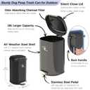 Dog Poop Trash Can Outsides, 18L/4.76 Gal Portable Waste Bin with Lid and Removable Inner Odor Control for Indoor Outdoor Dog Waste Station for Bathroom &Kitchen -45 Waste Bags,Black