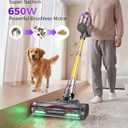 Coovy SU7 Ultra Cordless Vacuum Cleaner, 55KPa/650W 80Mins Runtime Powerful Suction Stick Vaccum for Whole-House Cleaning, Self-Standing Anti-Tangle Vac for Hard Floors Carpet Pet Hair, Ultra Version