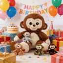 Monkey Stuffed Animals, Mommy Monkey Plush with Baby, 5 Pcs Plush Toy for Girl Boy, Birthday Gifts for Kids, Medium