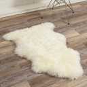 Natural Milan Genuine Sheepskin Area Rugs with Thick and Lush Pile, Fluffy Sheep Fur Rug with Anti-Skid Backing for Bedroom Living Room, Single Pelt, Ivory 2 ft x 3 ft (1'10" x 3' (Rectangular))
