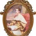 Vintage Oval Picture Frame 7x9 Inch, Antique Ornate Photo Frames with Glass Front, Tabletop & Wall Hanging, Photo Gallery, Gift Ideas, Gold