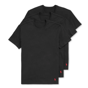 POLO RALPH LAUREN Men's Slim Fit Cotton Crew Shirts (Large, Black)