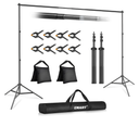 EMART Backdrop Stand 10x7ft(WxH) Photo Studio Adjustable Background Stand Support kit with 2 Crossbars, 8 Clamps, 2 Sandbags and Carry Bag for Parties, Events Decoration, Wedding, Photography