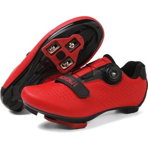 Cycling Shoes, Unisex Delta Cleats Compatible, Indoor Peloton and Outdoor Road Bike Shoes for Men and Women (Red), Size: 14 Women/11 Men