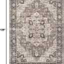 Area Rug 6x9 Washable Vintage - Soft Traditional Rugs for Living Room Large Non Slip Backing with Low Pile Farmhouse Oriental Retro Carpet for Bedroom Dining Room or Home Office - Dark Brown