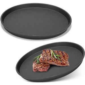 Maxdot 2 Pcs Small Cast Iron Griddle Pan 9.8 Inch Round Cast Iron Pizza Pan for Mother's Day Camping Skillets Casts Irons Grill Pans for Summer BBQ, Baking, Grilling, in the Oven, on the Stove