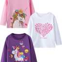 Toddler Girl Long Sleeve T-Shirts Kids Cotton Fall Top Crewneck Clothes 2-7 Years