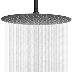 NearMoon Rain Shower Head, Ultra-Thin Design-Pressure Boosting, Awesome Some Experience, High Flow Stainless Steel Rainfall Head (16 Inch, Matte Black)