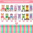 Valentines Day Gifts for Kids, 32 Pack Mini Bubble Wands with Valentines Animal Themes Greeting Cards for Kids, Valentine's Day School Prize Party Favor, Classroom Exchange Gift Set