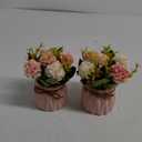2 PCS Mini Hygrangea Artificial Flowers in Vase, Small Centerpiece Table Decorations - Fake Plant in Vase, Faux Hydrangea Flower Decor for Home, Wedding, Office and Party (Pink)
