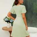 AISWI 2024 Summer Maternity Nursing Dress Pockets Baby Shower Wedding Guest Pregnancy Short Ruffle Sleeves A-line Midi (Green, M)