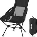 MARCHWAY Lightweight Folding High Back Camping Chair with Head Support, Stable Portable Compact for Outdoor Camp, Travel, Beach, Picnic, Festival, Hiking, Backpacking (Highback Black)