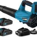 Leaf Blower, Electric Cordless Leaf Blower with 2 Batteries and Charger, 2 Speed Mode, Lightweight Leaf Blowers for Blowing Leaves, Lawn Care, Patio Cleaning and Dust