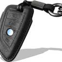 for BMW Key Fob Cover with Keychain Fit for BMW 3 5 6 7 X1 X2 X3 X5 X6 Series Smart Keys Case Protector suede (Black, Style A)