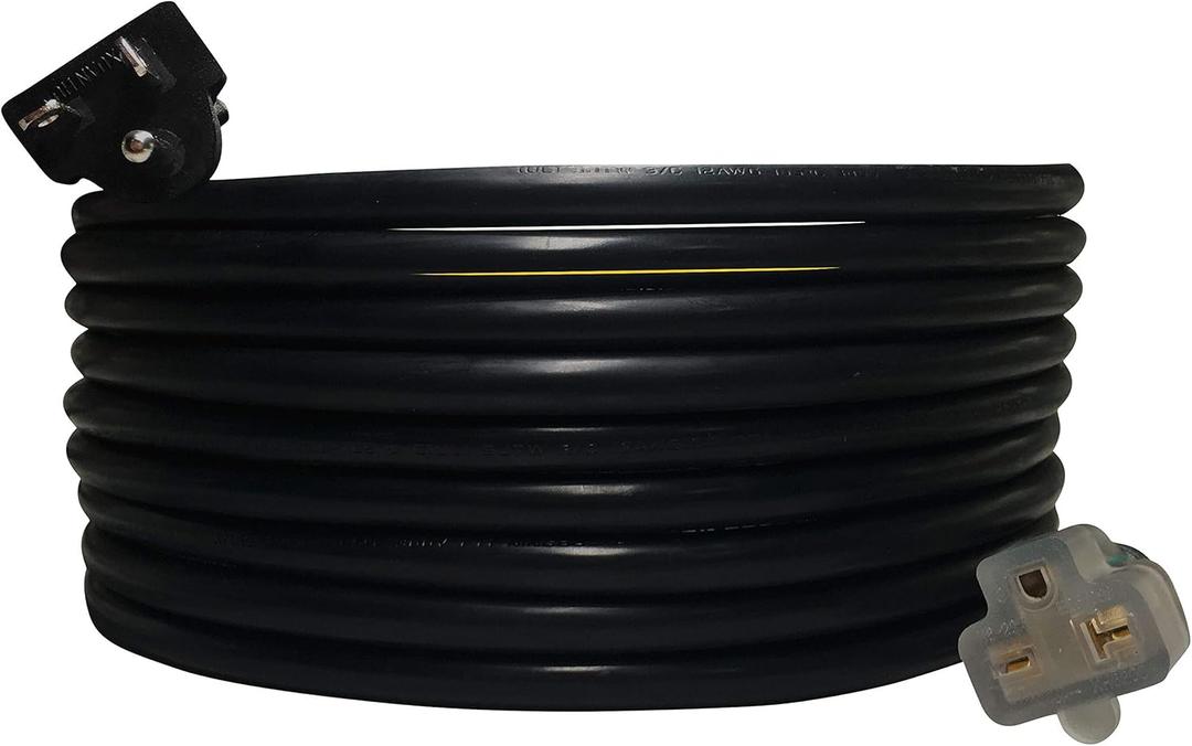 NEMA 6-20 Plug to 6-20 Connector Extension Power Cord - 25FT, 20A/250V, 12/3 SJTW, T Blade - Black