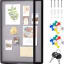 Geetery 36 x 24 Inch Enclosed Fabric Bulletin Board Tamperproof Lockable Noticeboard Fabric&Aluminium Frame Display Cases Wall-Mounted Display Case for School, Office - Secure, Durable, 38.6" x 27.6"