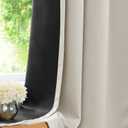 Urban Lotus Ivory Full Blackout Curtains for Living Room Thermal Insulated Room Darkening Curtains for Bedroom 84 Inches Length Window Treatment Drapes for Hotel Office Grommet Top 52" w 2 Panels