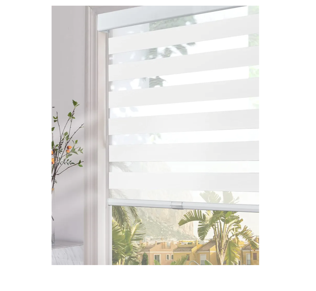 Persilux Cordless Zebra Blinds for Windows (30" W x 64" H, White) Light Filtering Zebra Shades for Indoor Windows, Sheer Shades Thermal Insulated Blinds with Upgraded Cassette, Window Shades for Home