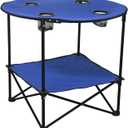 Pop Up Picnic Table Portable Folding Beach Table with Cupholders and Carry Bag, Large 28 x 28x 24 Blue