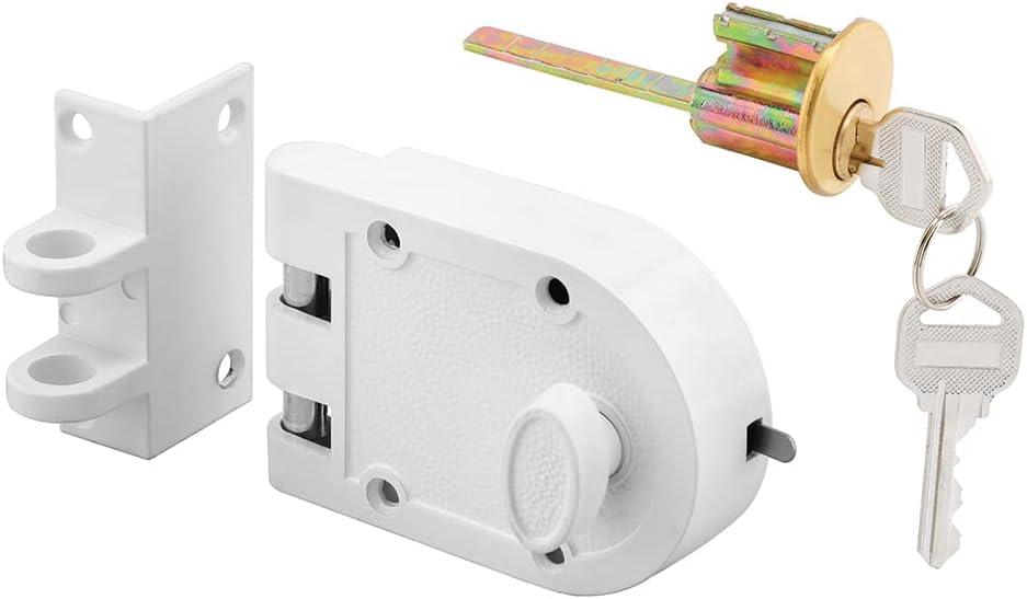 Prime-Line U 9971 Jimmy-Resistant Deadlock, Diecast, White, Angle Strike, Single Cylinder (Single Pack) Prime-Line U 9971 Jimmy-Resistant Deadlock, Diecast, White, Angle Strike, Single Cylinder (Single Pack)