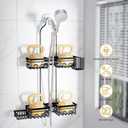 KEGII Shower Caddy Hanging for Handheld Showerheads, Rustproof Hanging Shower Organizer with Soap Dish, Toothbrush Holder and Hooks, Over Showerhead Caddy for Bathroom