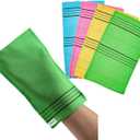 Modu 4 Pcs Korean Exfoliating Mitt Bath Washcloth 9.1 x 6 in - Asian Italy Towel (Large 4Pcs Green Skyblue Pink Yellow)