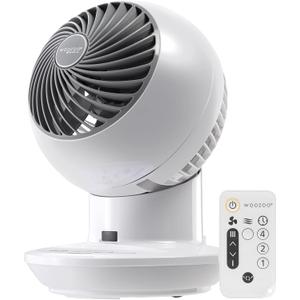 IRIS USA WOOZOO Air Circulator Fan with Remote, Oscillation, 3 Speeds, 52ft Max Air Distance, Adjustable Tilt, Quiet Motor, Small Fan for Bedroom, Office, Dorm, White