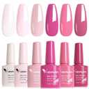 VENALISA Pink Gel Nail Polish Set of 6 Colors Milky White Hot Pink Gel Polish Kit Soak Off UV Gel Salon Nail Art DIY at Home Manicure
