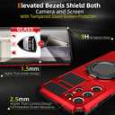 for Samsung Galaxy S24 Ultra Case Magnetic Compatible with Wireless Charging,with 1 Screen Protector,Built-in Kickstand Ring Military Grade Drop Shockproof Heavy Duty Protection Phone Red
