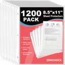 1200 Pack Sheet Protectors 8.5 X 11 Inch Clear Page Protectors For 3 Ring Binder, Plastic Sleeves For Papers, Document