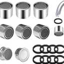 8 Pcs Faucet Aerator Replacement Parts Kitchen Sink Aerator Faucet Filter with Brass Shell Housing 15/16 Inch With Gasket For Kitchen and Bathroom, Chrome