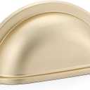 HARPOON Bin Cup Drawer Handles Hardware 5 Pack of Kitchen Cabinet Pulls, 3" Inch 76mm Brushed Gold