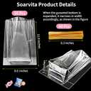 Soarvita Cellophane Bags 8x11x3.2 Inch, 50 Pcs Clear Plastic Gift Bags with Bottom Gusset for Stand-Up Display, Medium Cello Gift Wrap for Goodies, Treat, Candy, Party Favors, Includes 60 Gold Ties