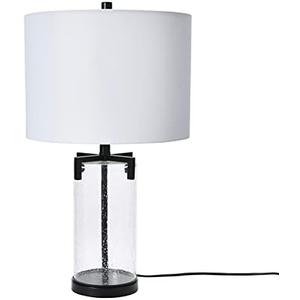 Tempered Glass Transparent Base Table Lamp with Drum Shade