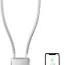 Anweller Fingerprint Cable Lock, 14" Long Shackle Small Padlock, Keyless Entry Biometric Bluetooth Smart Waterproof Combination Pad Lock for Gate Outdoor Fence Fridge Cabinet Locker Pool Bike - Silver