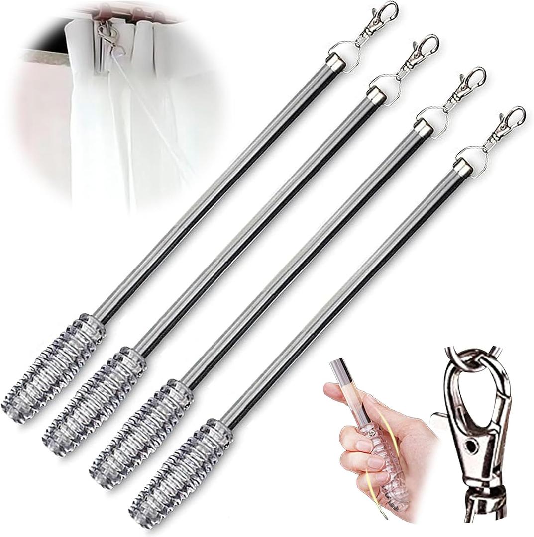 Jos & Haz Curtain Pull Wand Clear Acrylic 36" (4 Pack) Pull Rod Wand for Grommet Panels, Vertical Blinds, Shower Drapes Invisible Curtain Opener Stick for Opening & Closing Curtains