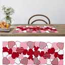 OWENIE Valentines Day Table Runners, 13 x 36 Inch Valentines Table Centerpieces, Embroidered Love Heart Red Table Decorations, Mother's Day or Wedding Table Decor , Washable