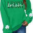 St Patricks Day Sweatshirt Women Shamrock Sweater Notre Dame Shirts Clover Top Irish Gift Long Sleeve Pullover (Green, XXL)