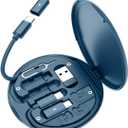 USB C Adapter Kit, Multi Charging Cable Case Convertor USB C to iOS Device Type C Micro Adapter Data Transfer Contains Card Slot for Traveling, Use as Phone Holder(Midnight Blue)