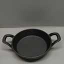 Sliner 4 Sets Mini Cast Iron Skillet Small Cast Iron Plates Skillet with Wooden Base Small Round Pan Fajita Plate Pot for Baking Cooking(6.3 Inches)