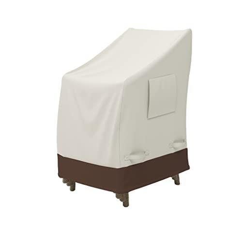 Amazon Basics Outdoor Stackable Chairs Cover, Waterproof, Anti-UV, Weather Resistant, Durable, Beige/Tan