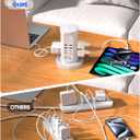Power Strip Tower, kakyanill Surge Protector Tower 9 AC Outlets 8 USB (4 USB C), 6 Ft Retractable Extension Cord, Charging Station for Office Dorm Room, White