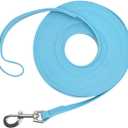Waterproof Long Leash Durable Dog Recall Training Lead Great for Outdoor Hiking, Training, Yard, Beach and Swimming (Sky Blue, 50ft)