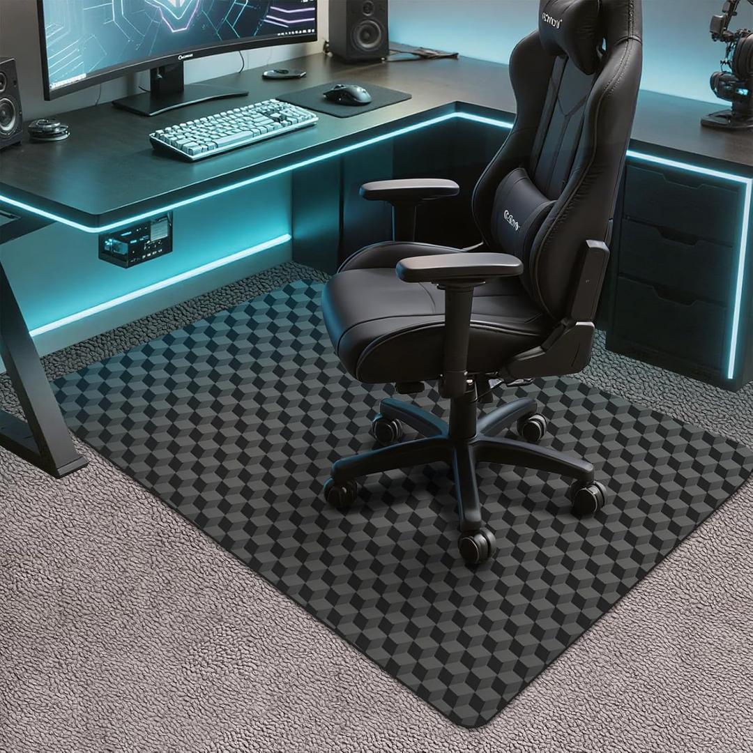 AiBOB Office Chair Mat for Carpet, 48"x36"Gaming Computer Desk Mat for Low Pile Carpet, Heavy Duty Floor Protector Mat for Rolling Chairs, Easy Glide Chair Mat for Home Office