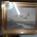 Gold Framed Wall Art Vintage Wall Decor Flying Duck Canvas Art Prints Wildlife Paintings Hunting Pictures Countryside Artwork for Bedroom Living Room 8x10in