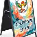 Pionites Heavy Duty Slide-in Folding A Frame Sign Sidewalk Sign 24x 36 Inch Steel Metal Double-Side Pavement sign Corrugated Plastic Poster (1, Black, 24''X36'''(Plastic Backing include))