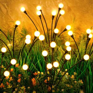 ASMAD Solar Lights Outdoor(2 Pack-16 LEDs), Solar Garden Lights, Outdoor Decorations, Firefly Light for Patio Decor, Big Bulb, Unique Gifts for Women, Gifts for Grandma